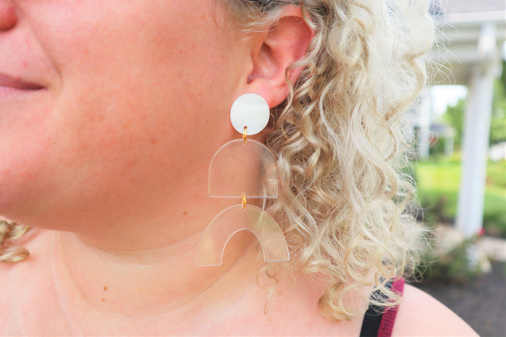 Clear Geometric statement Earrings